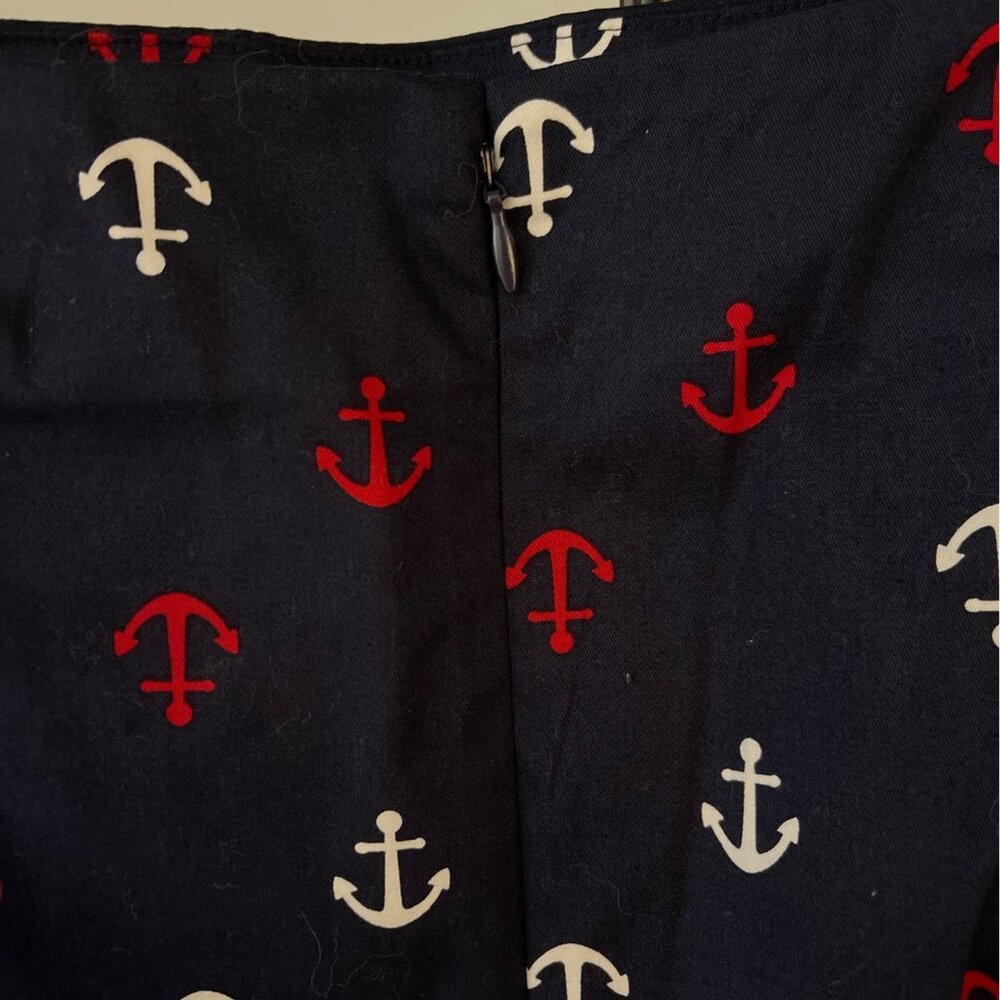 Talbots Women Skirt Size 10 Anchor Print Scallop Hem Nautical Preppy Coastal - Picture 8 of 10